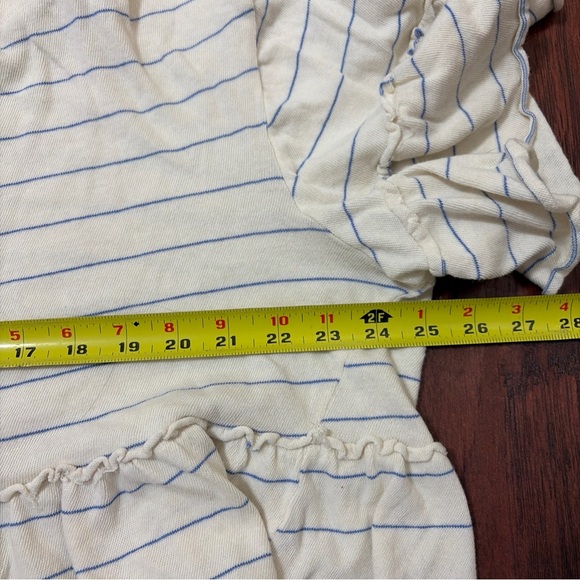 Altar'd State Cream Crop Top with Light Blue Stripes - Picture 4 of 4